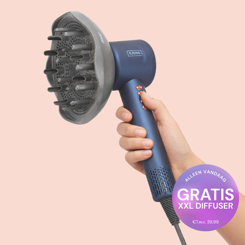 RAVEG Navy Blue – MAGAZIJNUITVERKOOP EXCLUSIVE: Creëer salonwaardige krullen met een gratis XXL Diffuser bij je haardroger