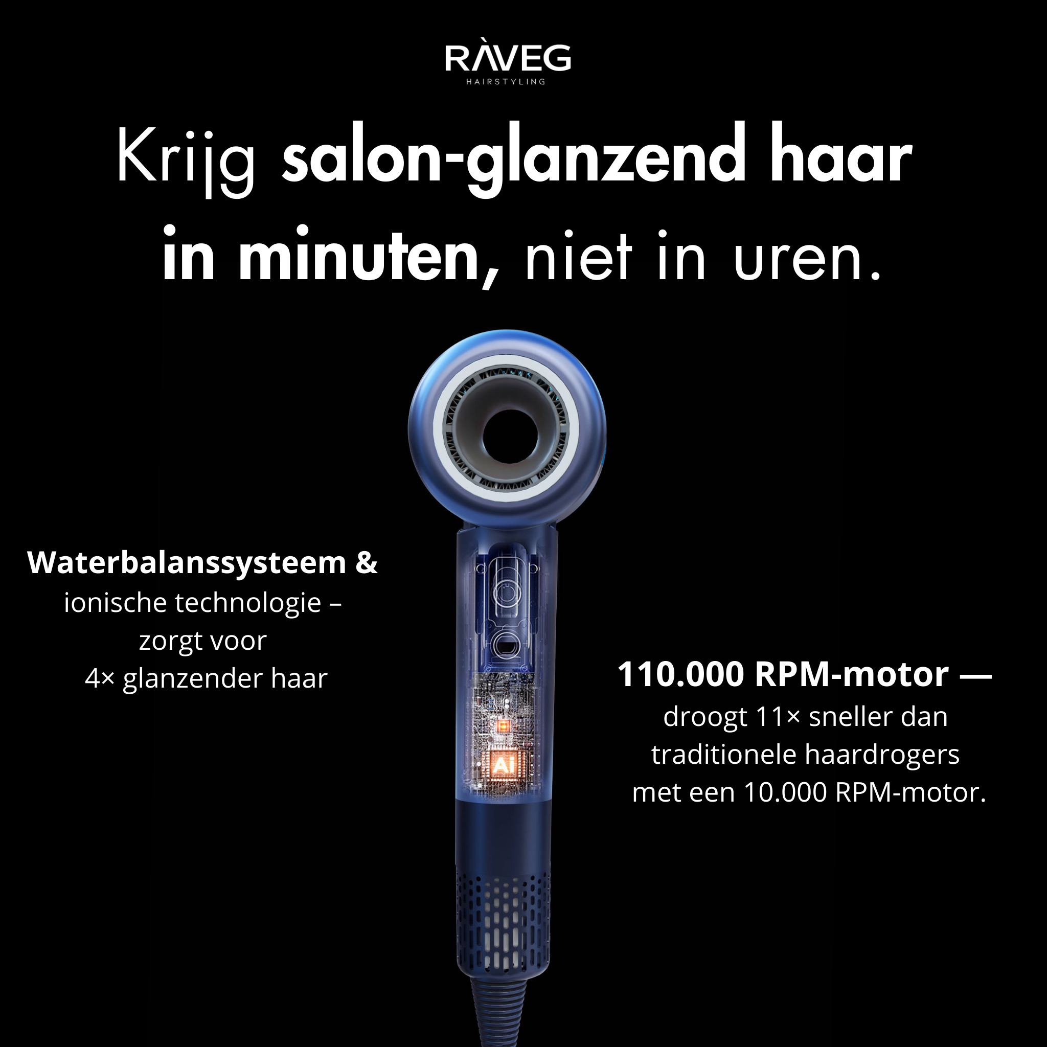 RAVEG Pink – MAGAZIJNUITVERKOOP EXCLUSIVE: Creëer salonwaardige krullen met een gratis XXL Diffuser bij je haardroger