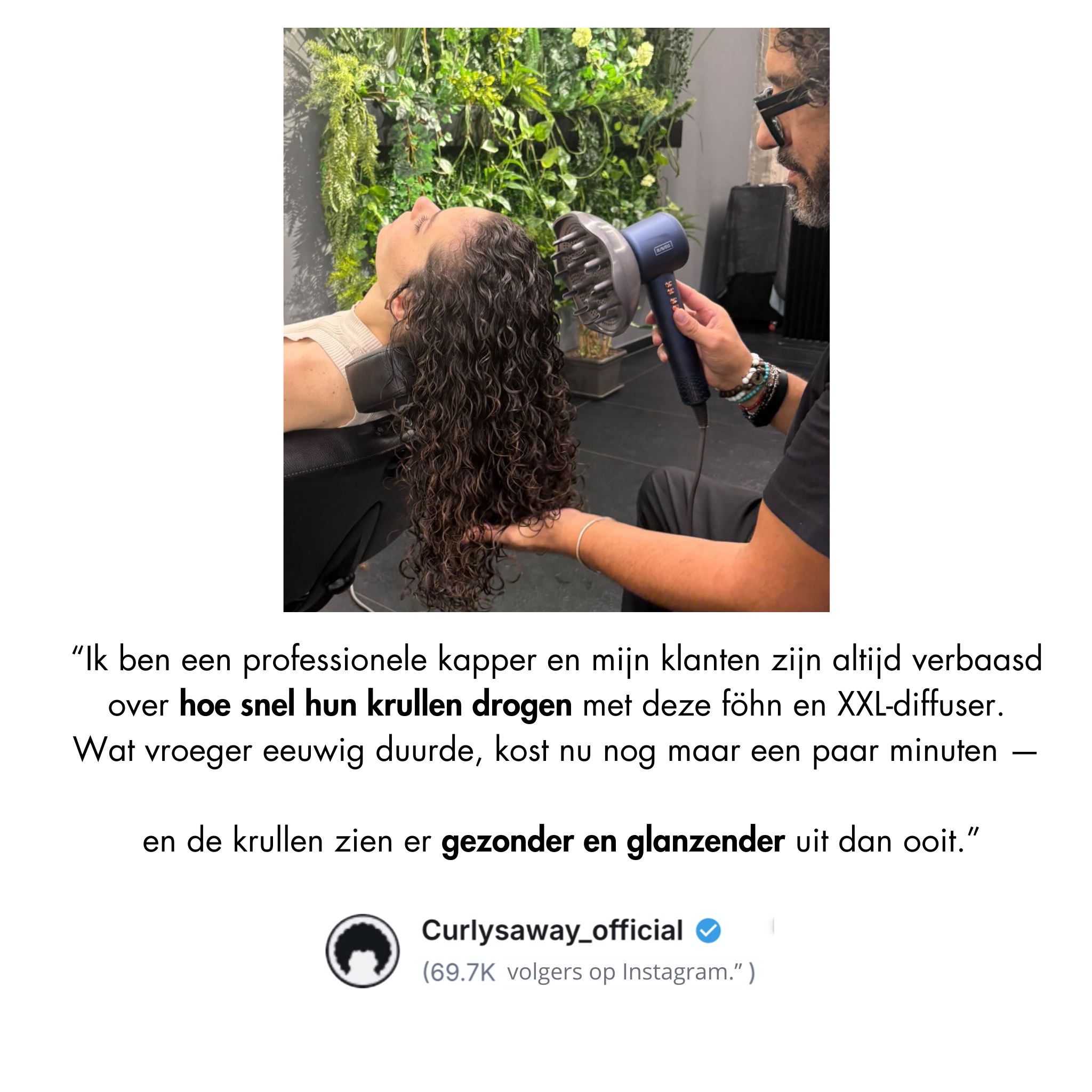 RAVEG Navy Blue haardroger – Droog je haar in record-tijd met een gratis XXL Diffuser