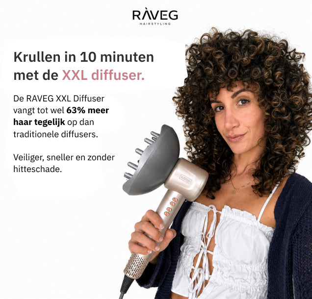RAVEG Rose Gold haardroger – Droog je haar in record-tijd met een gratis XXL Diffuser