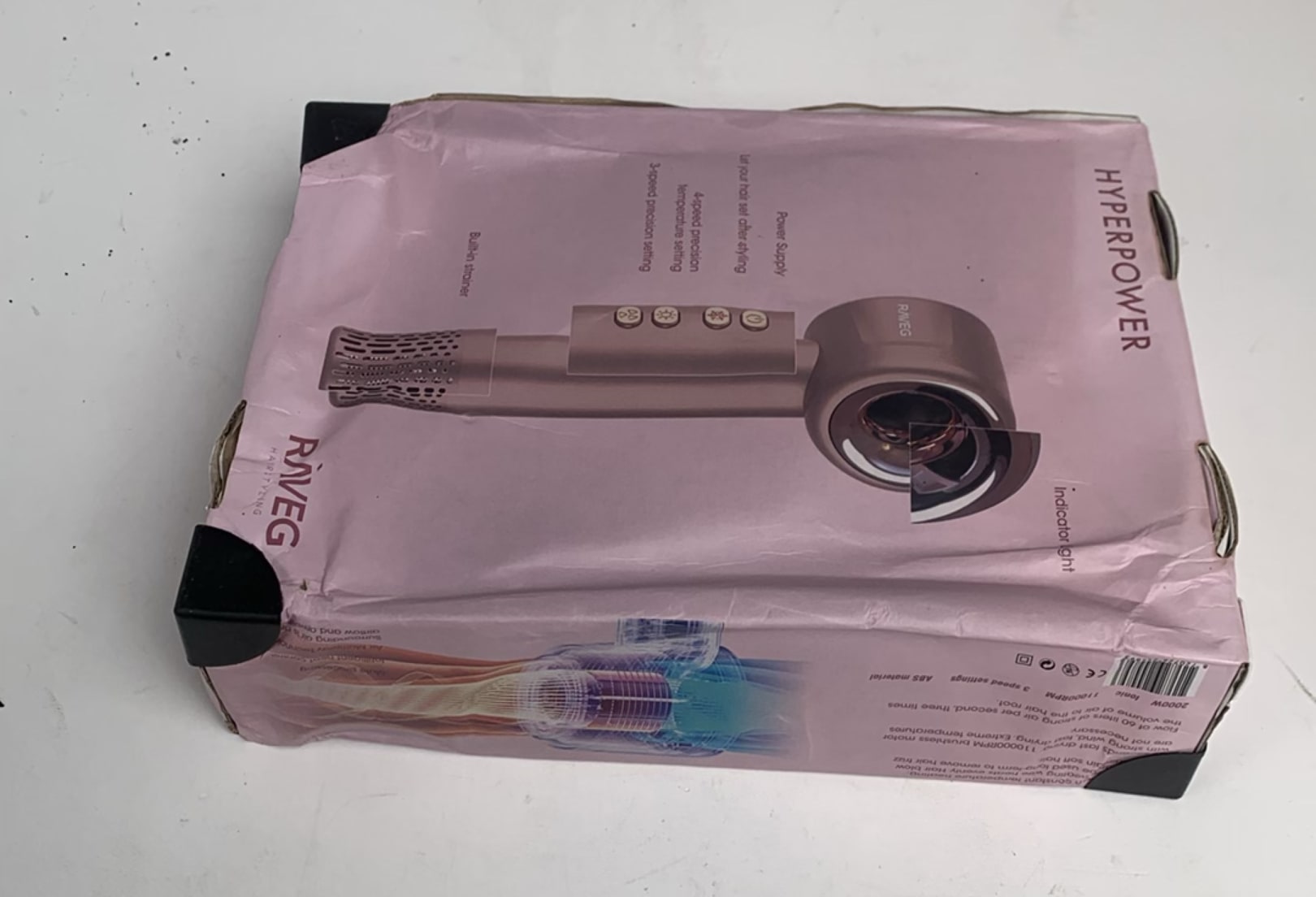 RAVEG Rose Gold haardroger – Droog je haar in record-tijd met een gratis XXL Diffuser - Als nieuw